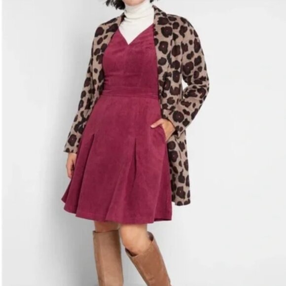 Modcloth Dresses & Skirts - ModCloth Utmost Allure Corduroy A-Line‎ Dress Pockets Wine Red size 2